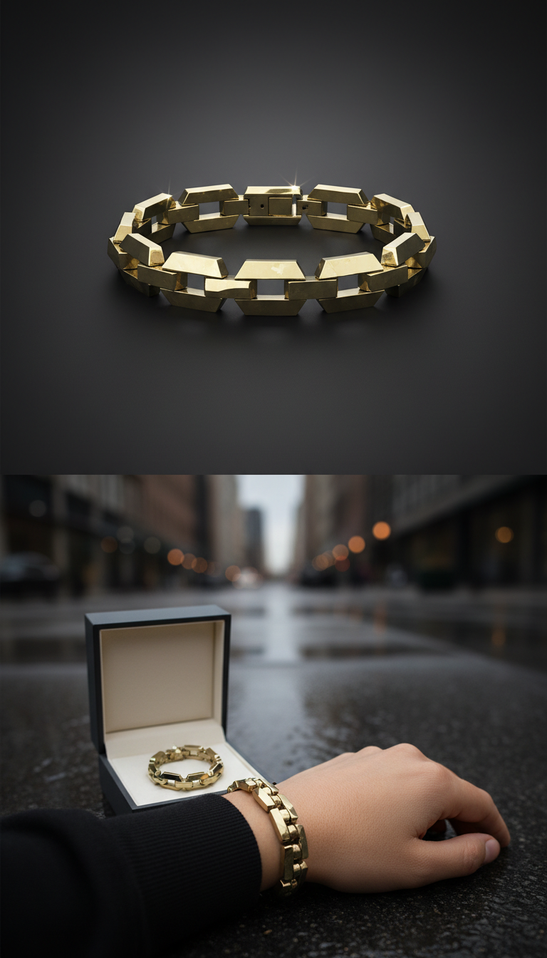 Pyrite Geometric Link Bracelet