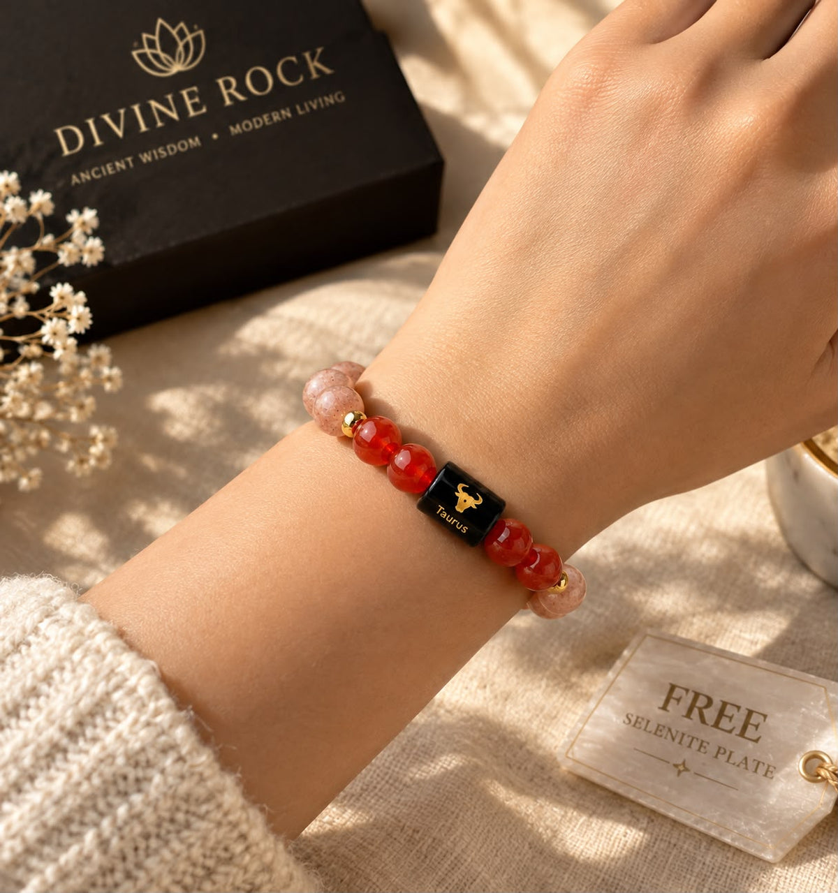 Taurus Rashi Bracelet – Sunstone & Carnelian Zodiac Bracelet