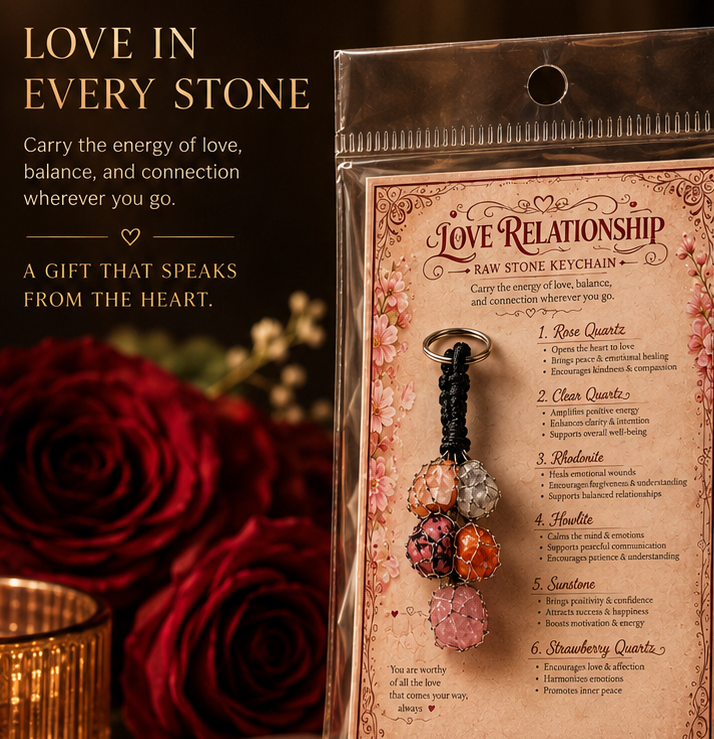 Love Relationship Raw Stone Keychain