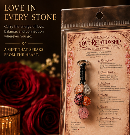 Love Relationship Raw Stone Keychain