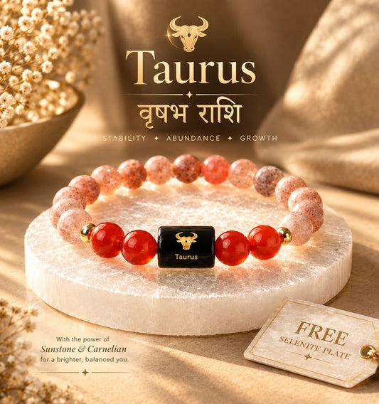 Taurus Rashi Bracelet – Sunstone & Carnelian Zodiac Bracelet