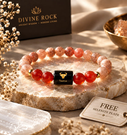 Taurus Rashi Bracelet – Sunstone & Carnelian Zodiac Bracelet