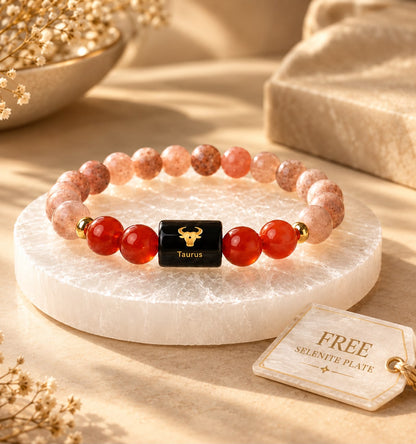 Taurus Rashi Bracelet – Sunstone & Carnelian Zodiac Bracelet