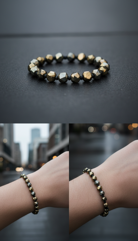 Minimalist Pyrite Bead Bracelet