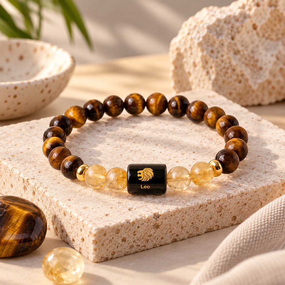 Leo (सिंह राशि) Zodiac Tiger Eye & Citrine Bracelet